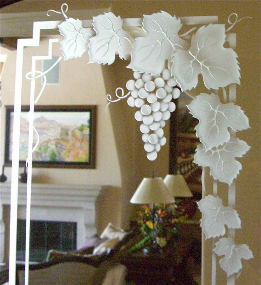 Wine Door - Vineyard Grapes Garland - Primed - 30" x 96" - Knob on Right -...