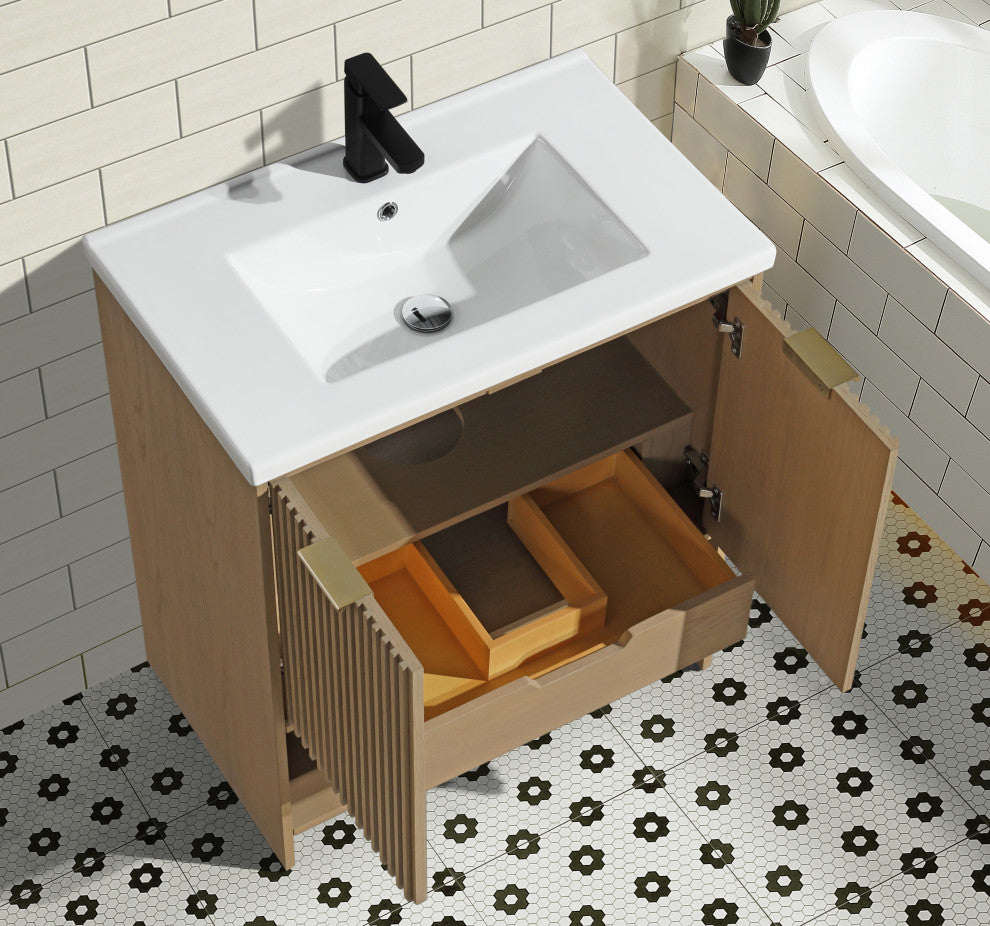 Ari Kitchen and Bath San Diego Bath Vanity, Oak, 30", Freestanding