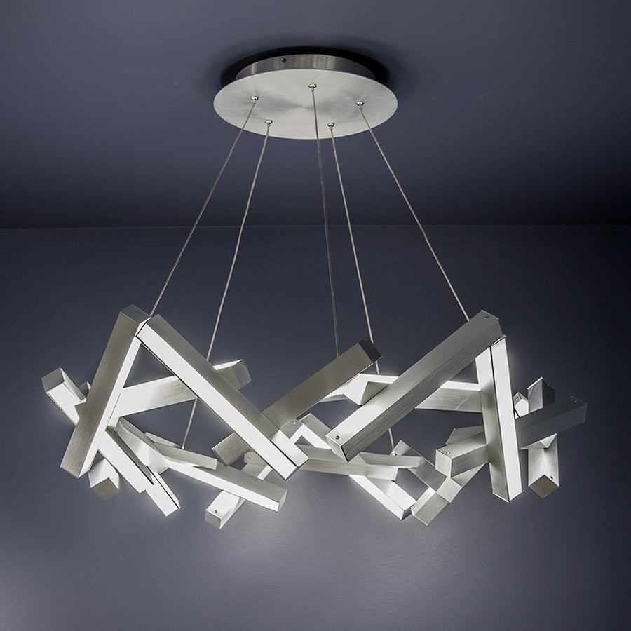 Chaos  LED Round Chandelier 3000K, Brushed Aluminum, 24"