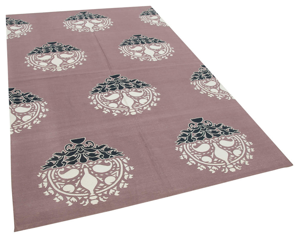 Rug N Carpet - Handmade Wool 5' 0'' x 7' 11'' Geometric Dhurrie Kilim Rug