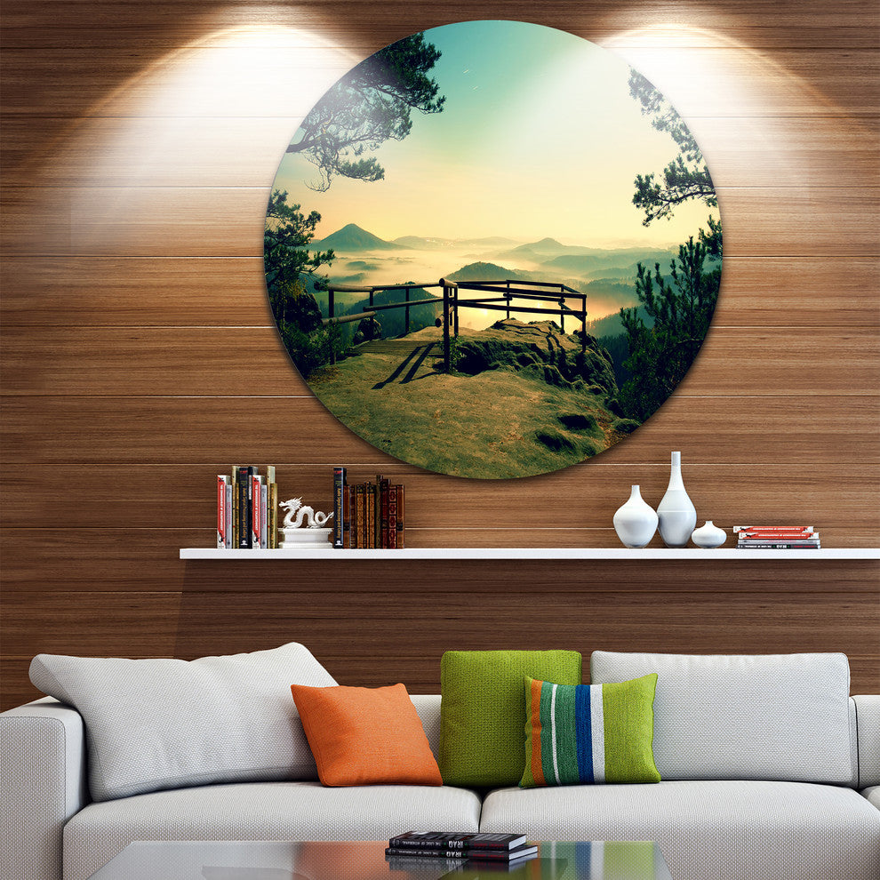 Full Moon Autumn Midnight, Landscape Photo Round Wall Art, 36"