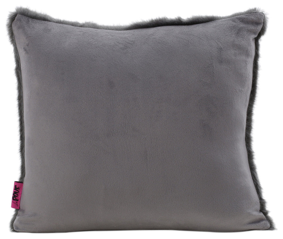 GDF Studio Elise Modern Glam Faux Fur Throw Pillow, Dark Gray, 1