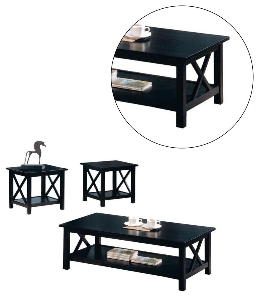 3 Piece Occasional Table Set, Dark Merlot