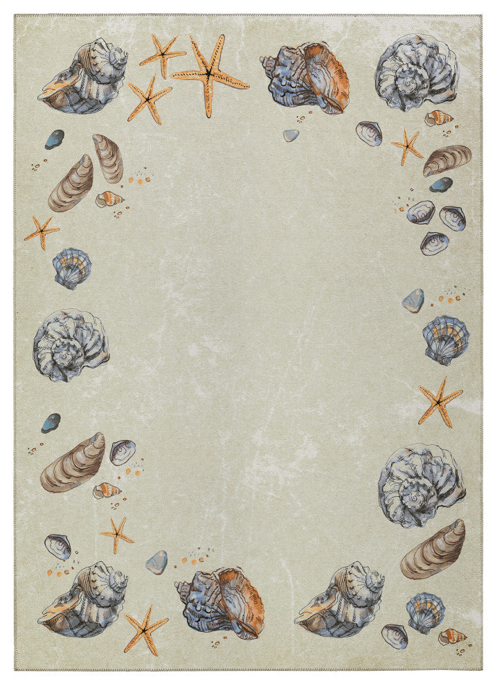 Indoor/Outdoor Seabreeze SZ9 Ivory Machine Washable 9' x 12' Rug