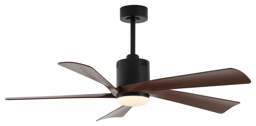 52" 5-Blade Reversible LED Ceiling Fan With Light and Remote, Black