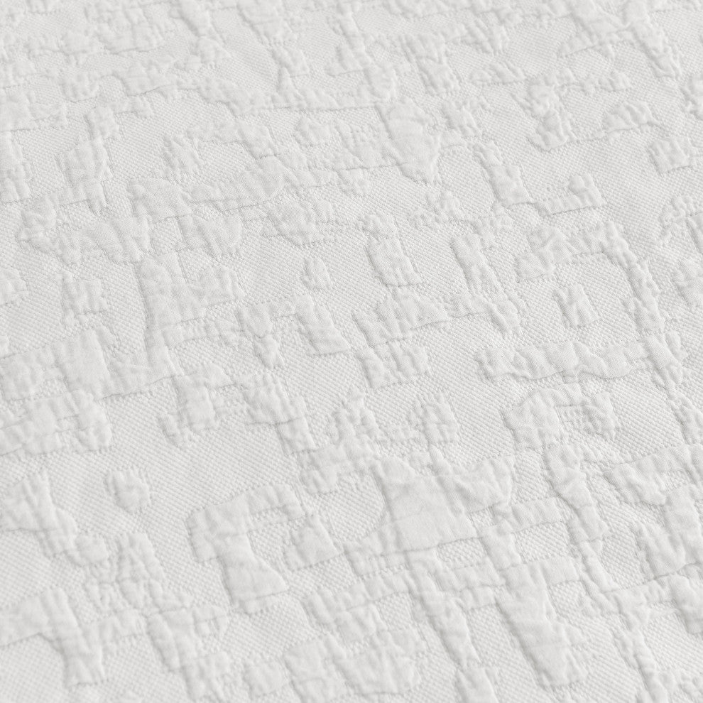 Porto Matelasse Comforter Set, 3PC, Vintage White, Super Queen