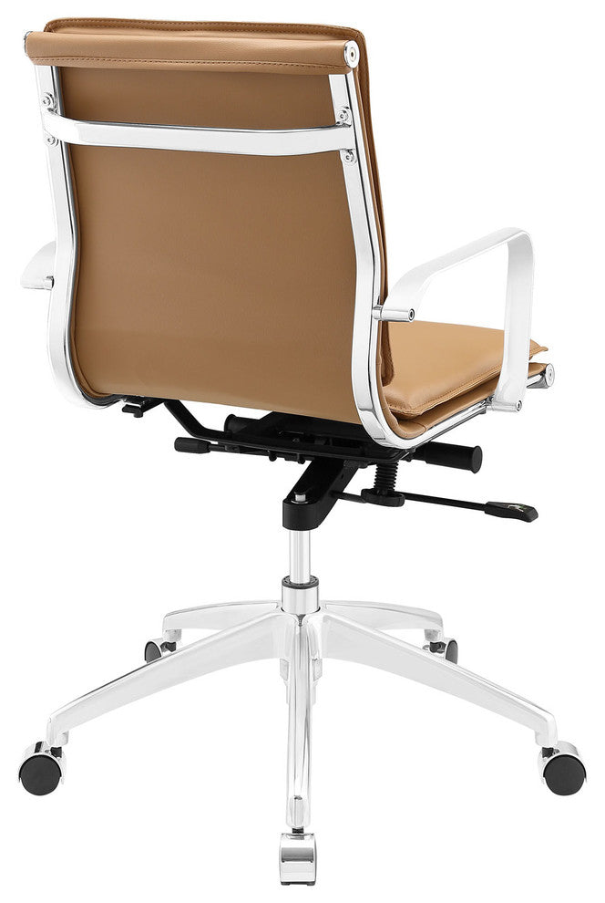 Modern Contemporary Office Chair, Brown Faux Leather