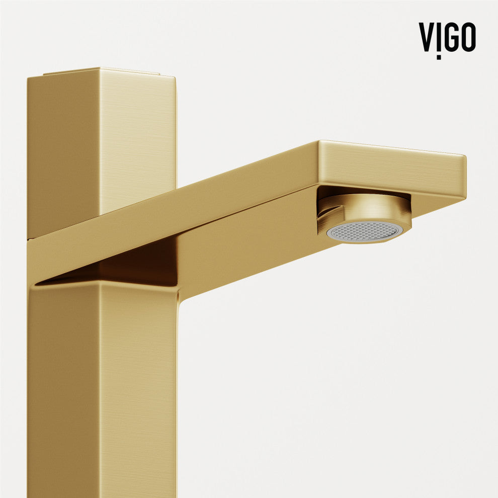 VIGO Nova 10" H Single Handle Single Hole Bathroom Vessel Faucet, Matte Brushed Gold