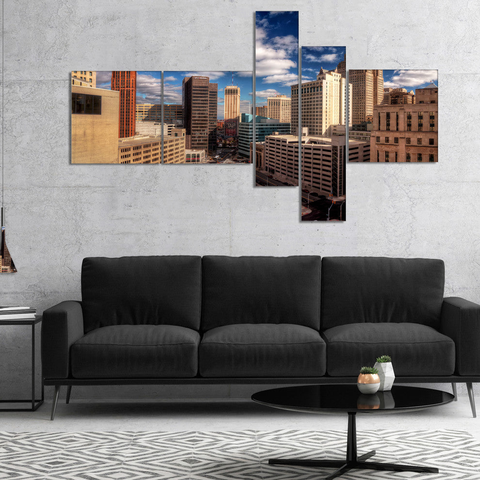 Amazing Urban City With Skyline, Extra Large Canvas Art Print, 60"x32", 5 panels