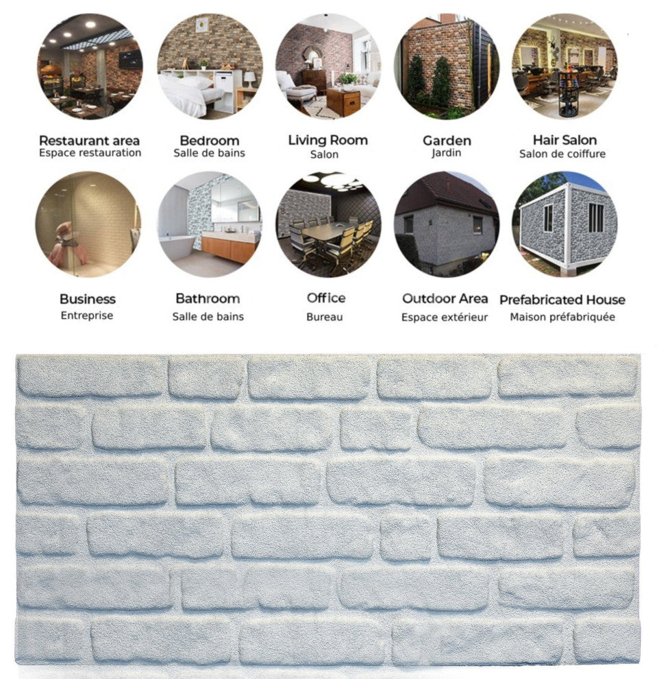 Faux Brick Wall 3D Wall Panels, White, Sample 10x10"
