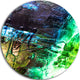 Green, Blue Abstract Structure, Abstract Round Metal Wall Art, 11"