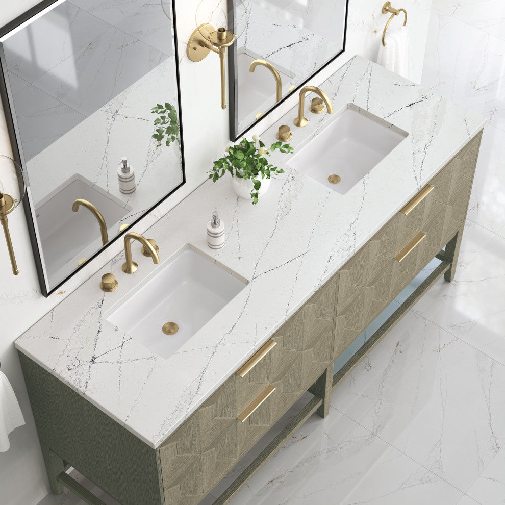 Emmeline 72" Double Vanity, Pebble Oak, Ethereal Noctis