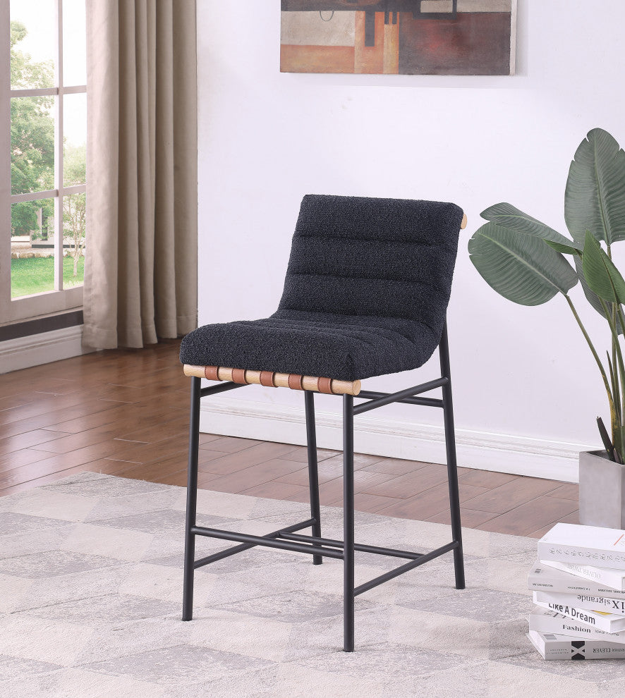 Lahni Boucle Fabric Counter Height Chair, Black