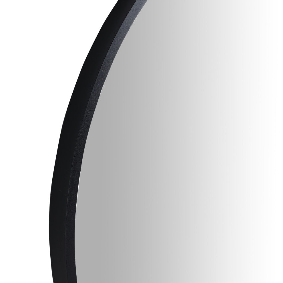 BNK 24 Inch Round Wall-Mirror, Black Metal Frame Wall Mounted Circle Mirror