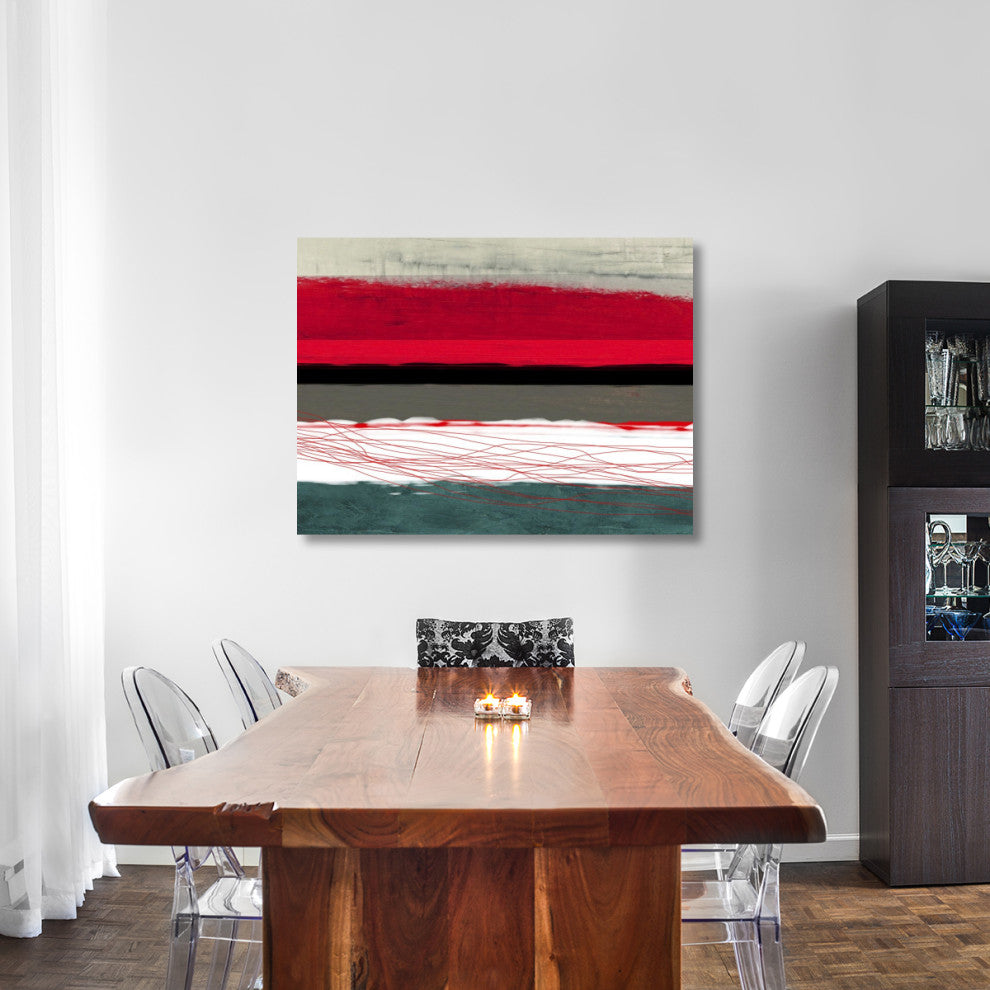 "Abstract Stripe Theme Red Grey And White" Fine Art Print