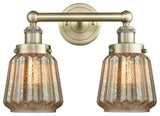 Edison Chatham 2-Light 16" Bath Vanity Light, Antique Brass Finish, Clear Shade