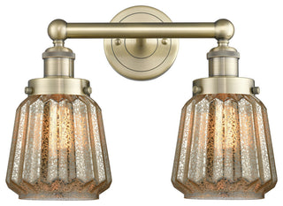 Edison Chatham 2-Light 16" Bath Vanity Light, Antique Brass Finish, Clear Shade