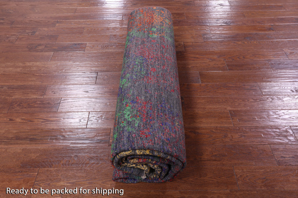 Wool and Silk Modern Hand Knotted Rug 8' 9" X 11' 11" Q11854