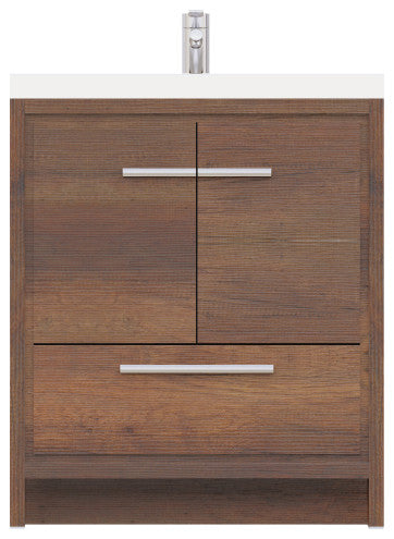 Sortino 30" Modern Bathroom Vanity With Sink, Rosewood