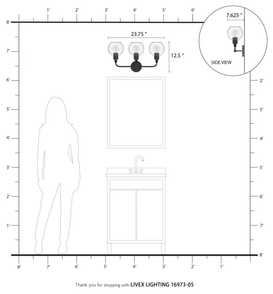 Downtown 3 Light Polished Chrome Sphere Vanity Sconce