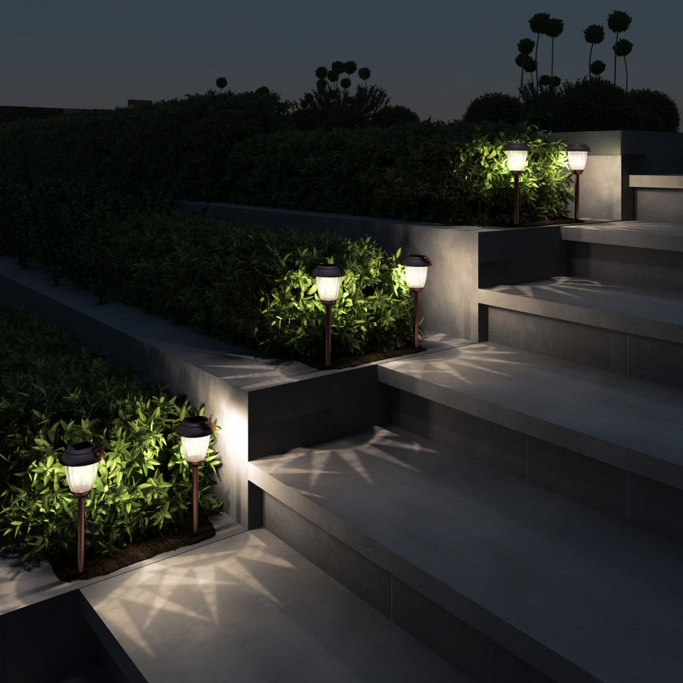 Pure Garden Set of 8 Outdoor Solar Lights, Copper