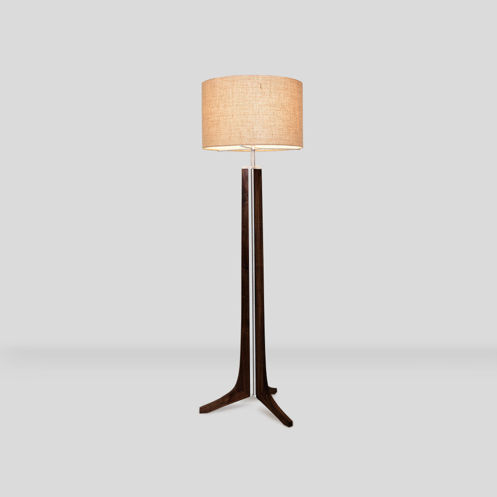 Forma - LED Floor Lamp - Burlap Shade, Dark Walnut, Brushed Aluminum
