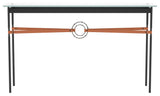 Equus Console Table, Black Finish - Dark Smoke Accents - Chestnut Leather Strap