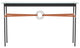Equus Console Table, Black Finish - Dark Smoke Accents - Chestnut Leather Strap