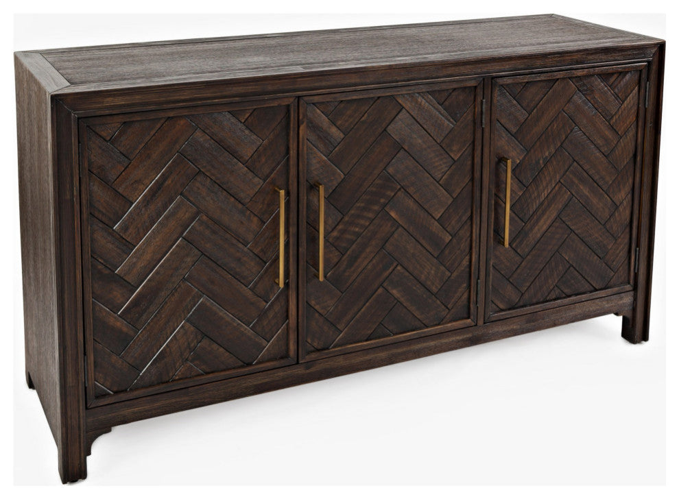 Gramercy Mid-Century Modern Chevron Three Door 60" Accent Cabinet