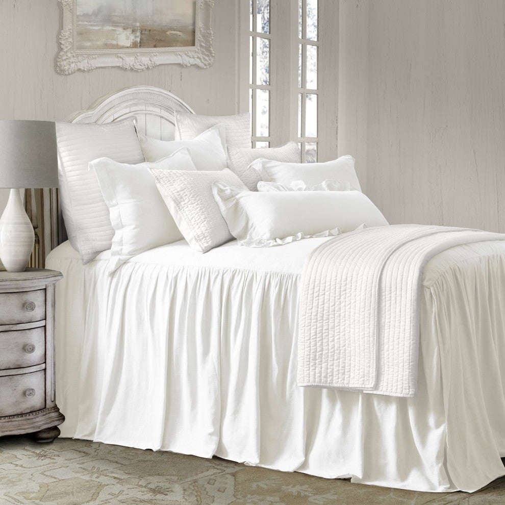 3 Piece Luna Bedspread Set, White, King