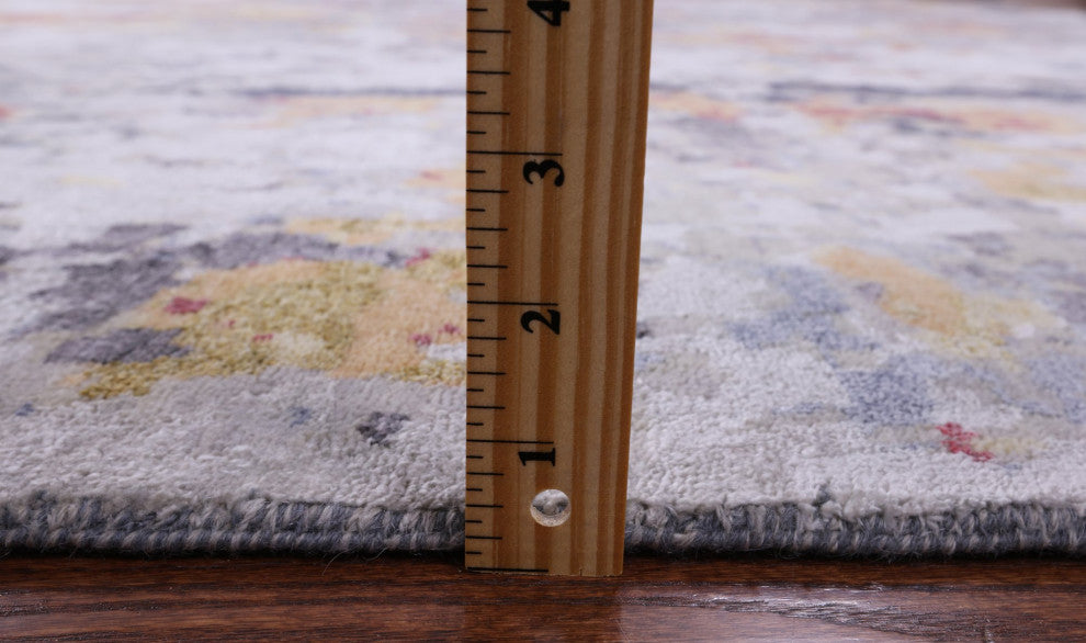 8' 0" X 10' 0" Abstract Wool and Silk Hand-Knotted Rug Q6274