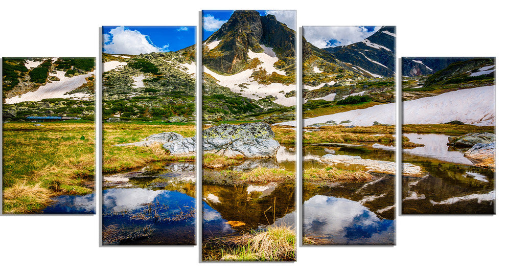 "Stunning Mountains in Rila Lakes District" Landscape Wall Artwork, 5 Panel