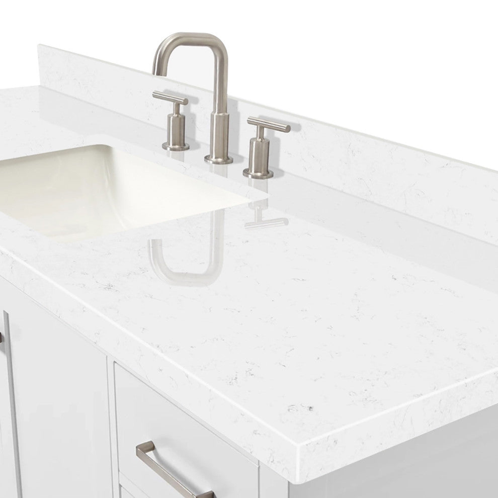 Ariel Cambridge 60" Single Sink Vanity, Carrara Quartz, Rectangle