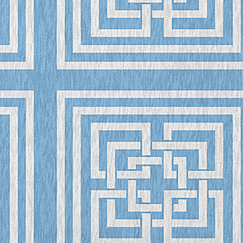 Greek New Key Rug, Sky, 5' Round