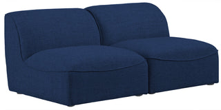 Miramar Linen Textured Fabric Upholstered 2-Piece Modular Sofa, Navy