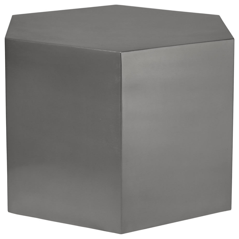 Hexagon Durable Iron Modular Coffee Table, Brushed Chrome