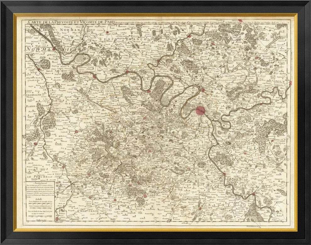 "Paris, France, 1711" Framed Canvas Giclee by Guillaume de Lisle, 40x32"