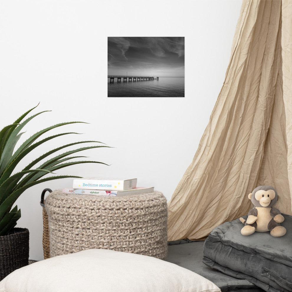 End of the Pier Landscape Photo, Beach Unframed Wall Art Print, 11" X 14"