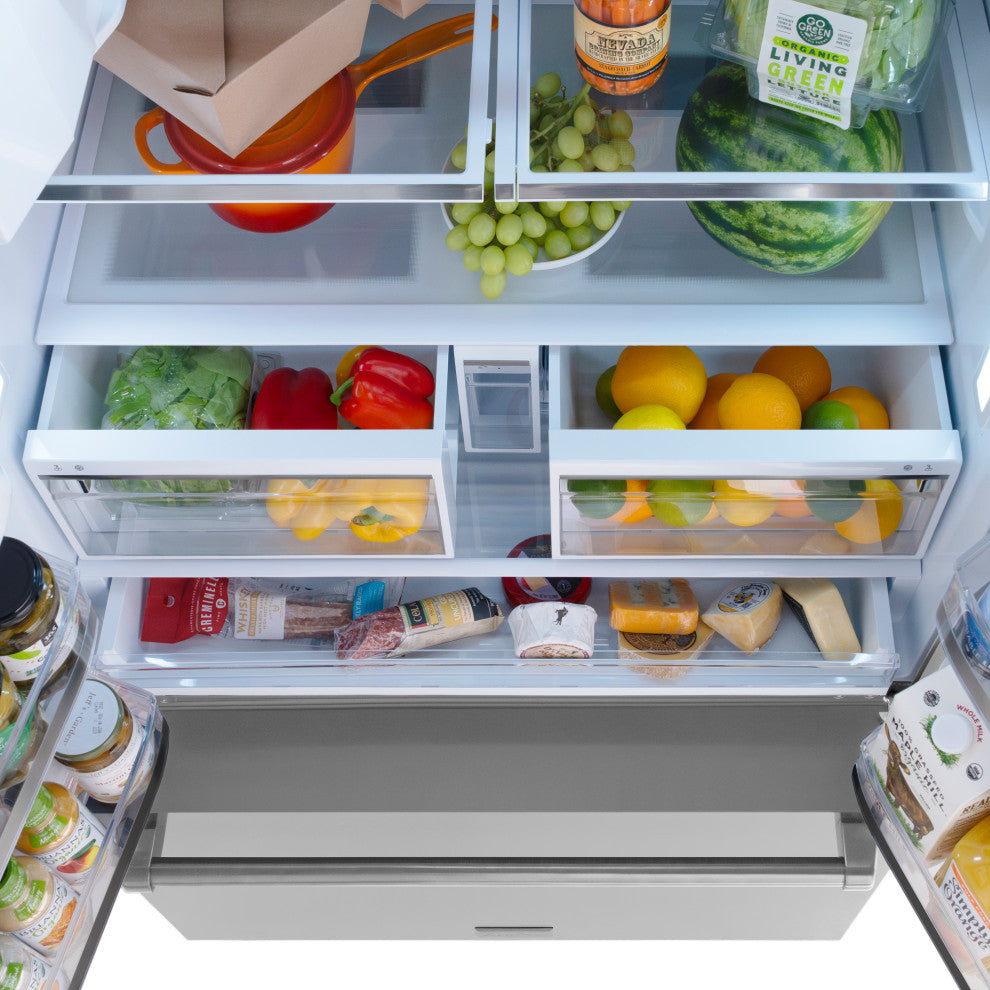 ZLINE 36" Standard Depth Refrigerator, Stainless With Water Dispenser RSM-W-36