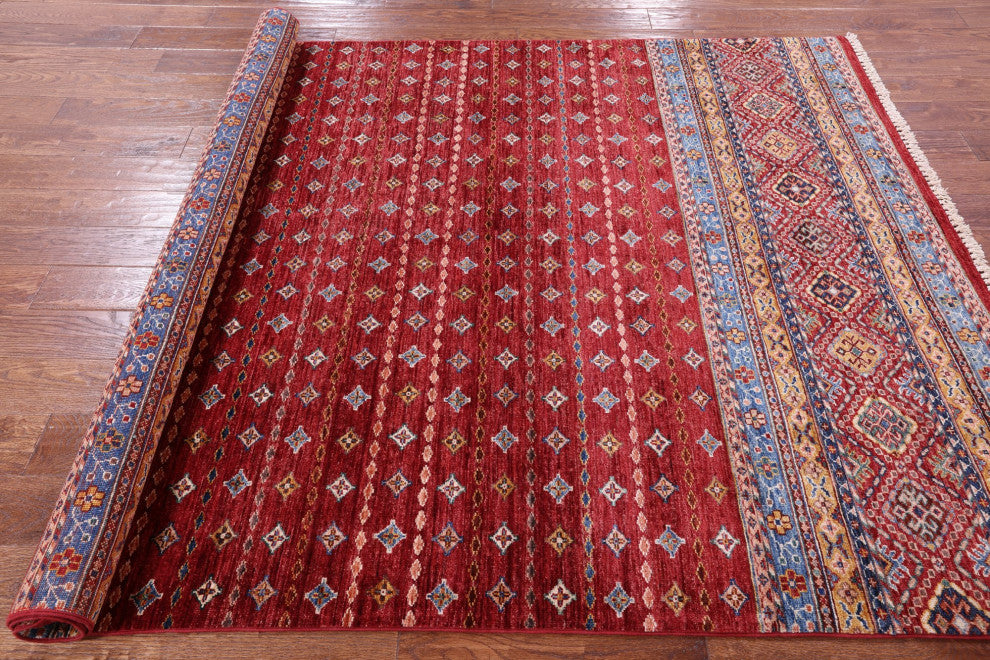 5' 8" X 8' 0" Hand Knotted Super Kazak Khorjin Wool Rug Q10450