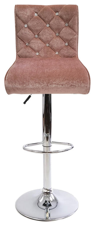 Elizabeth Crystal Tufted Vanity Stool, Pink Velvet