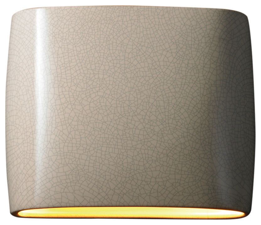Ambiance Wide ADA Oval Wall Sconce, White Crackle, Incandescent