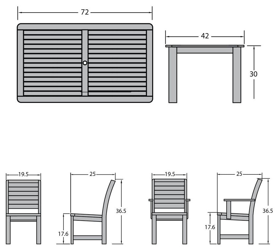 Weatherly 7-Piece Rectangle Dining Set, Nantucket Blue