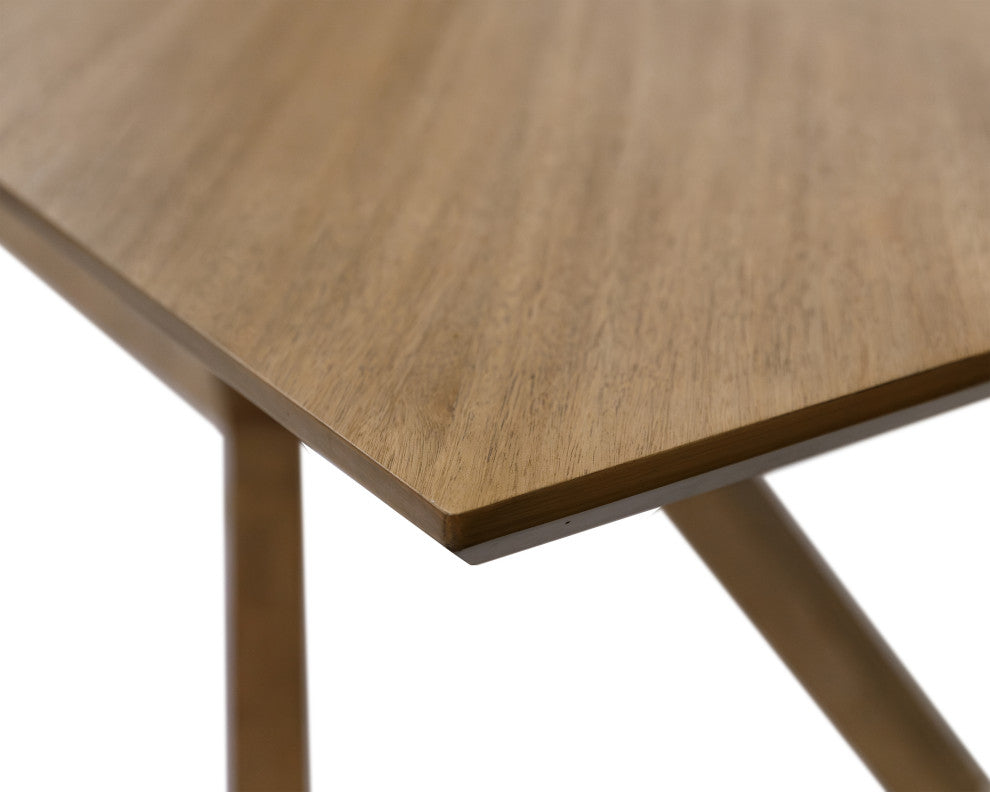 Mid-Century Modern Wood Rectangular Extension Kitchen Dining Table, Brown