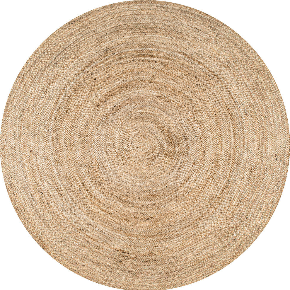 Nuloom Rigo Hand Woven Farmhouse Jute Area Rug, Natural 5'Round