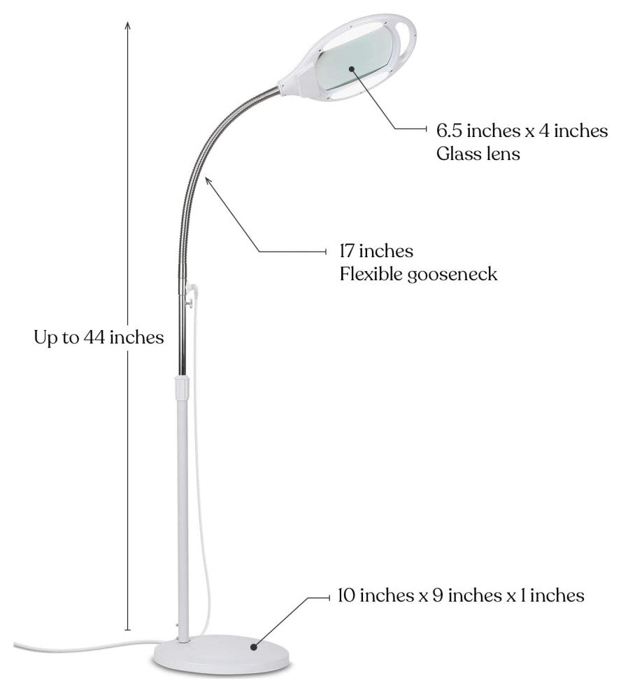 LightView Pro LED Magnifying Floor Lamp, Daylight Bright, Magnifier, 3 Diopter