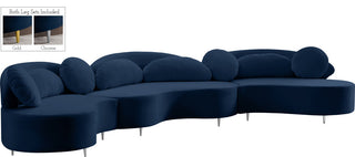 Vivacious Velvet Upholstered 3-Piece Sectional, Navy