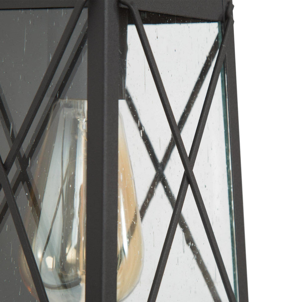 LNC 1-Light Modern Farmhouse Black Outdoor Wall Light With Glass Shade