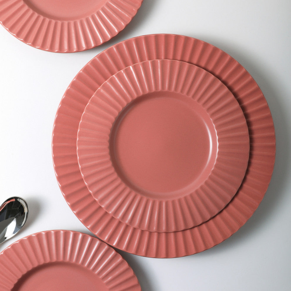 Christian Siriano Lusso Stoneware 32 Piece Dinnerware Set, Redwood
