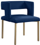 The Caleb Dining Chair, Navy and Brushed Gold, Velvet and Iron, Set of 2